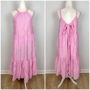 French Connection Aleska Textured Midi Dress in Strawberry Shake Size S